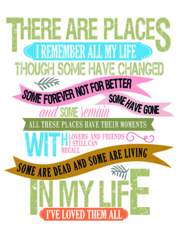 In My Life" Lyrics of Beatles Calligraphic Poster