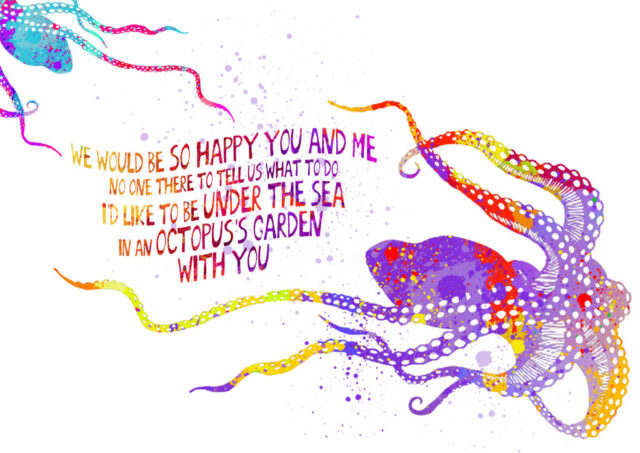 "Octopus's Garden" Lyrics of The Beatles Calligraphic Poster